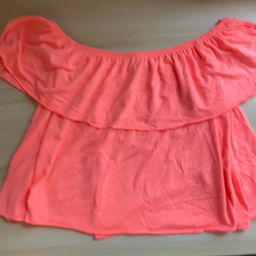 TopShop Neon Off The Shoulder Shirt